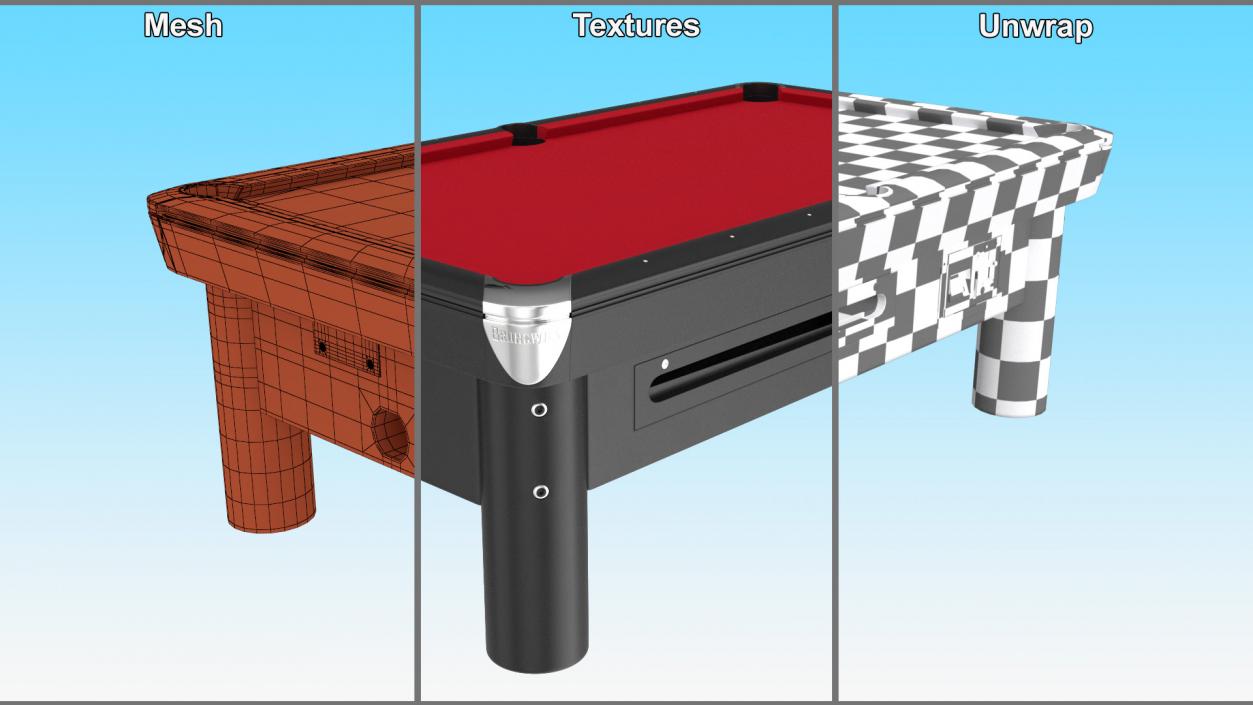 3D model Pool Table Red Empty