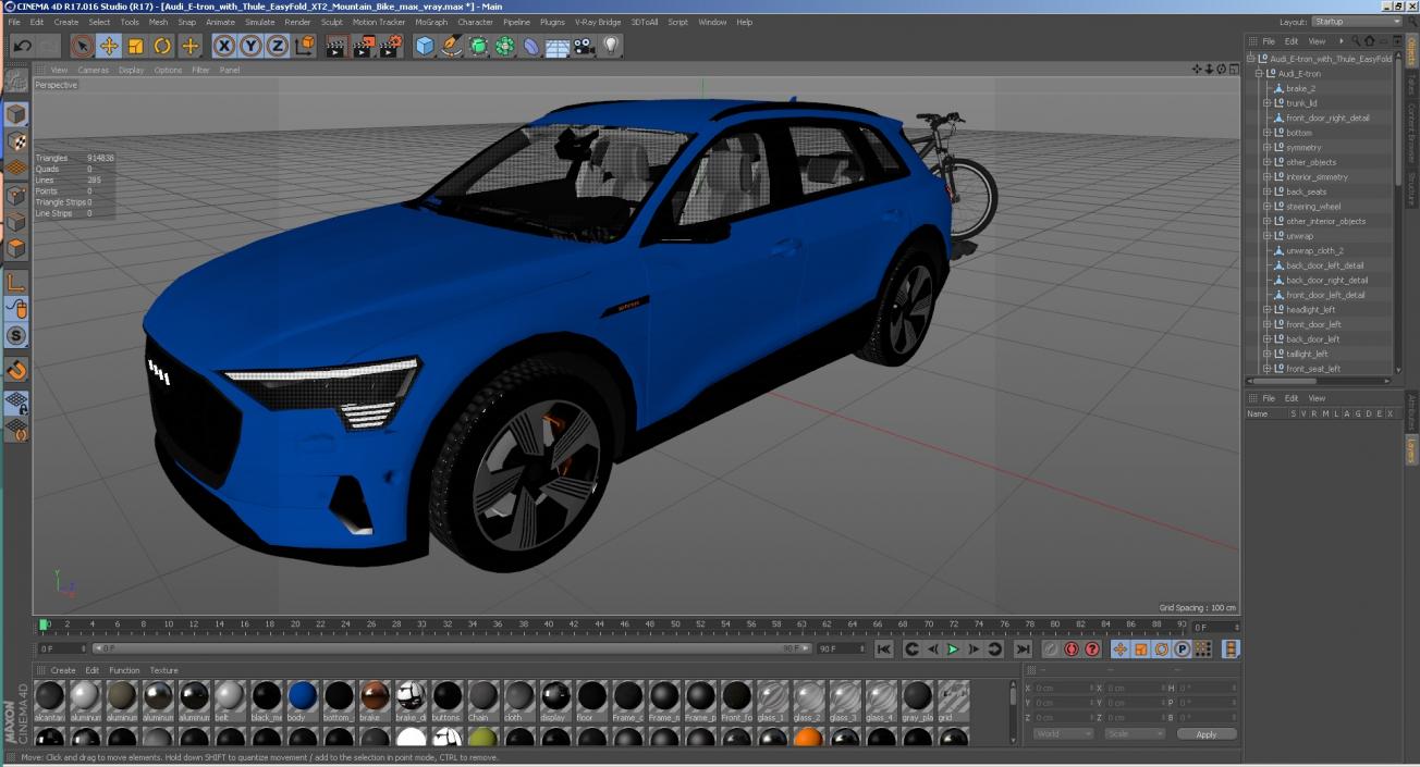 Audi E-tron with Thule EasyFold XT2 Mountain Bike 3D model