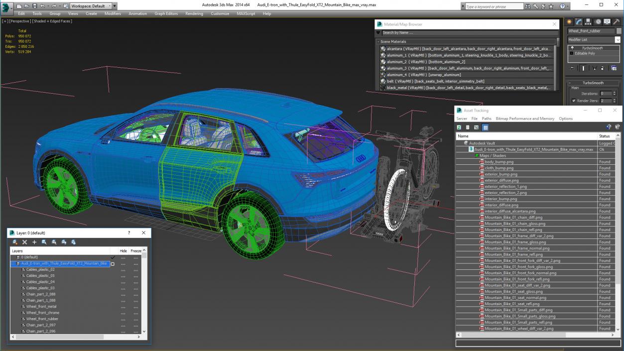 Audi E-tron with Thule EasyFold XT2 Mountain Bike 3D model