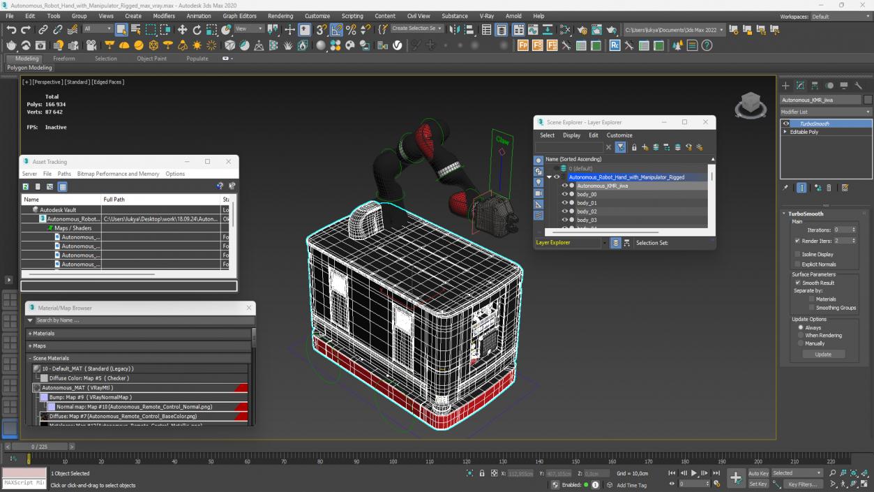 Autonomous Robot Hand with Manipulator Rigged for Cinema 4D 3D model