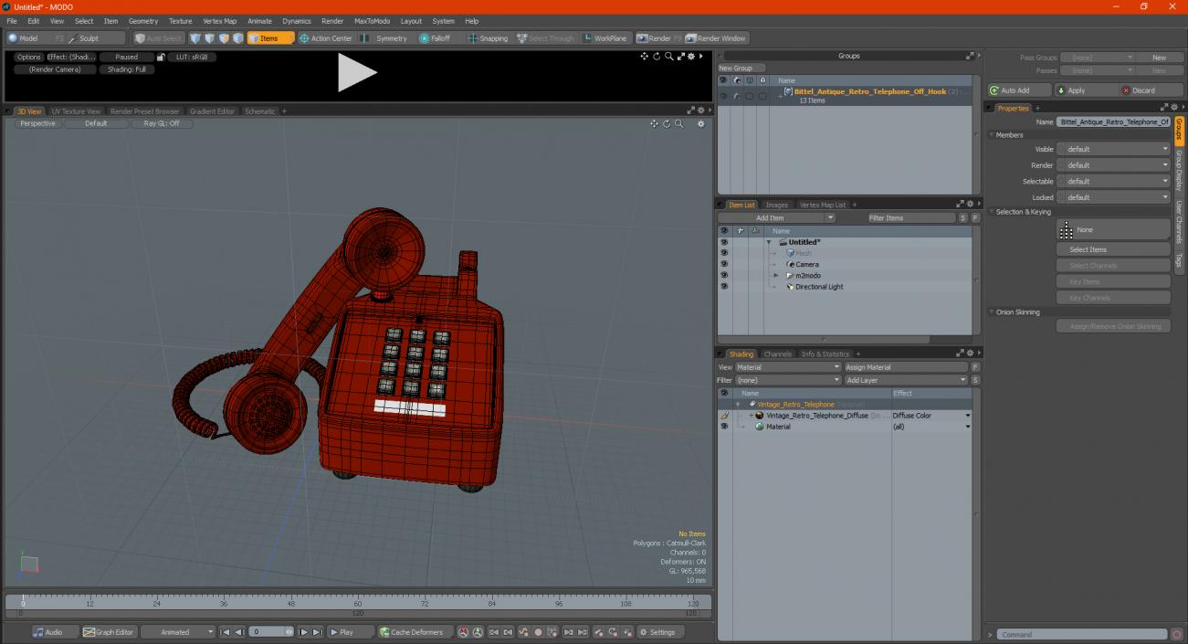 Bittel Antique Retro Telephone Off Hook 3D model