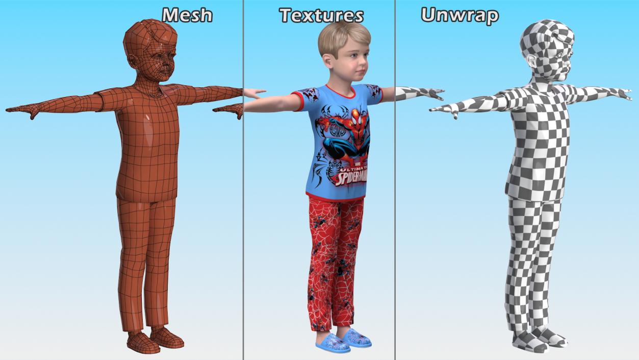 Child Boy Home Style T-Pose 3D