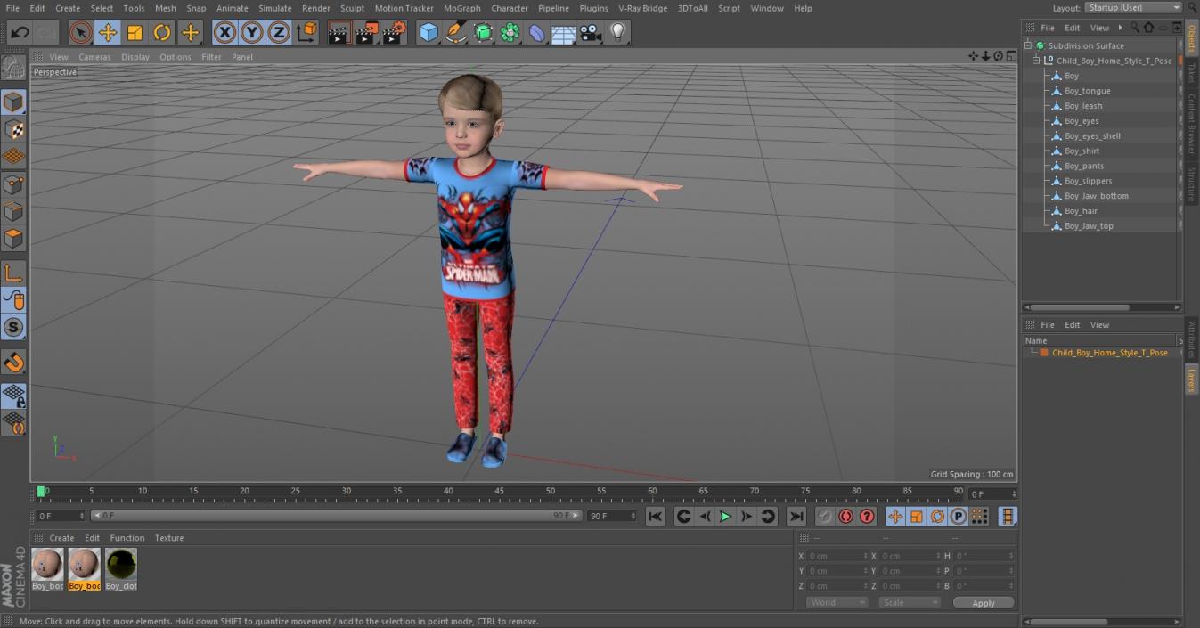 Child Boy Home Style T-Pose 3D