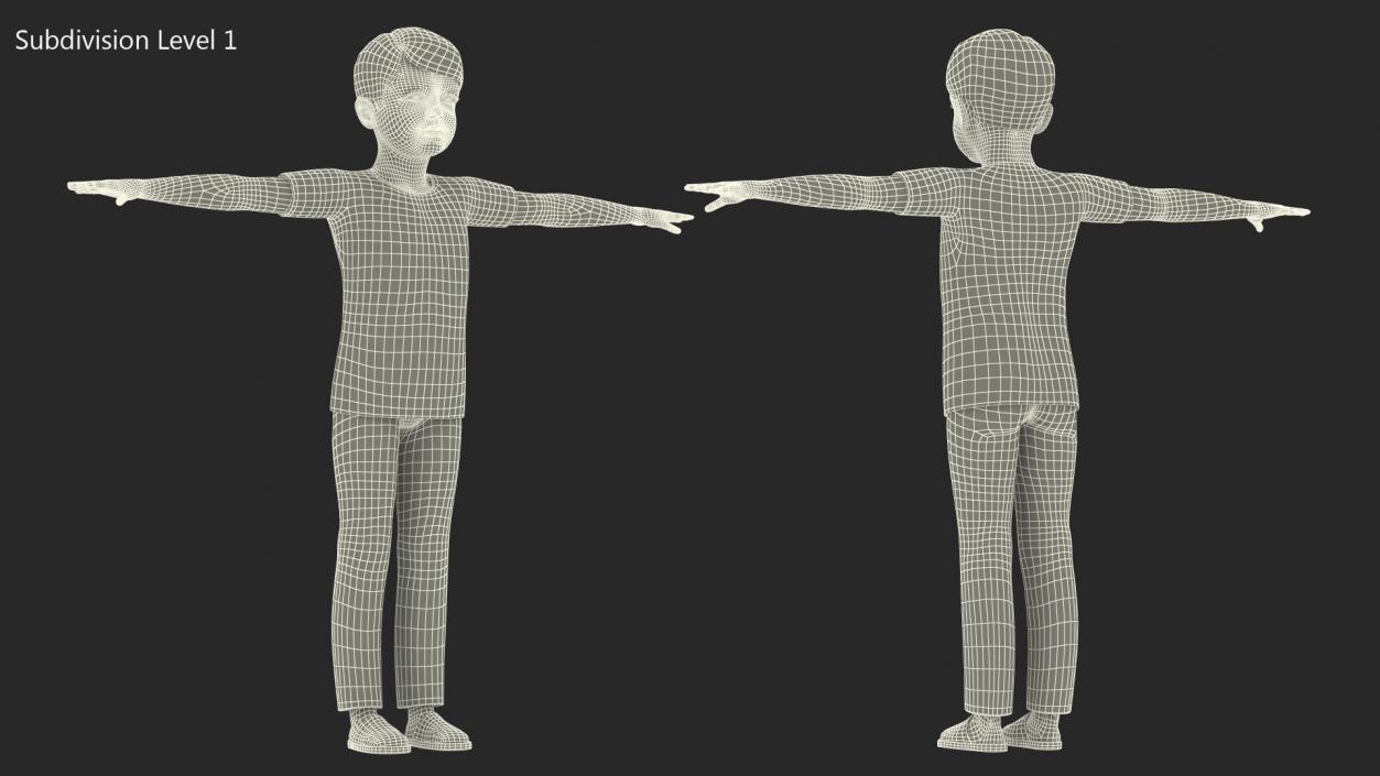 Child Boy Home Style T-Pose 3D