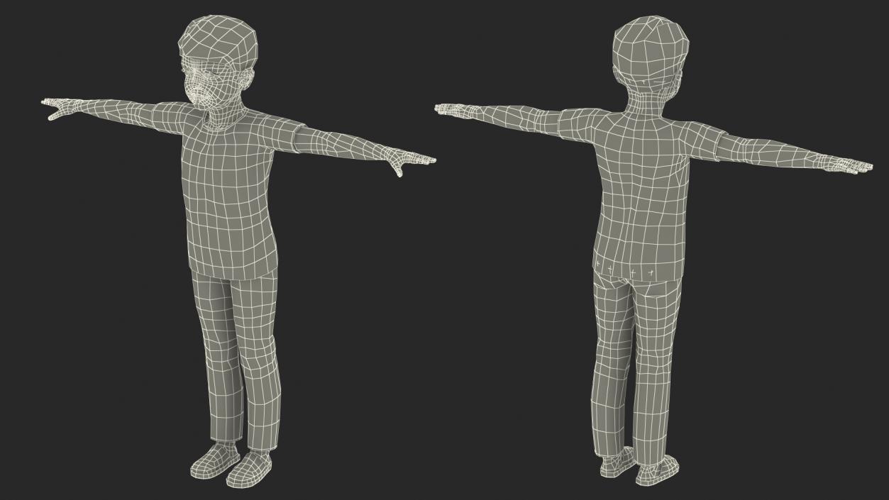 Child Boy Home Style T-Pose 3D