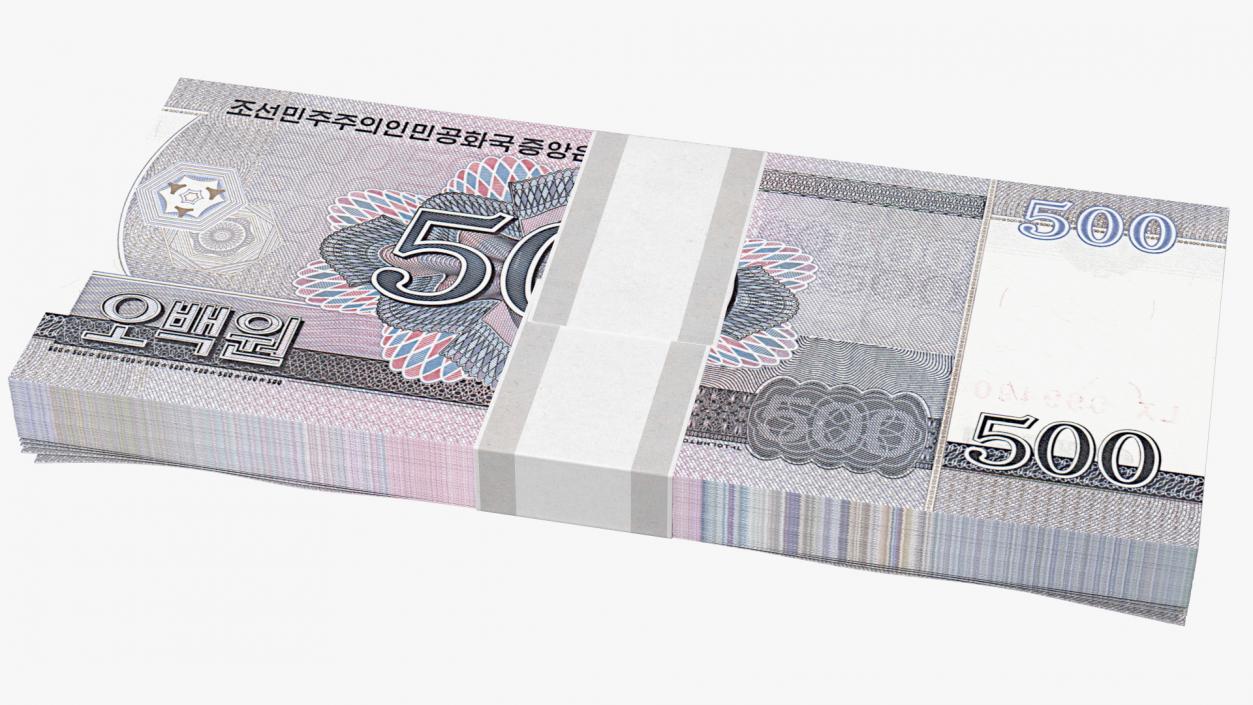 North Korea Banknotes Bundles Collection 5 3D