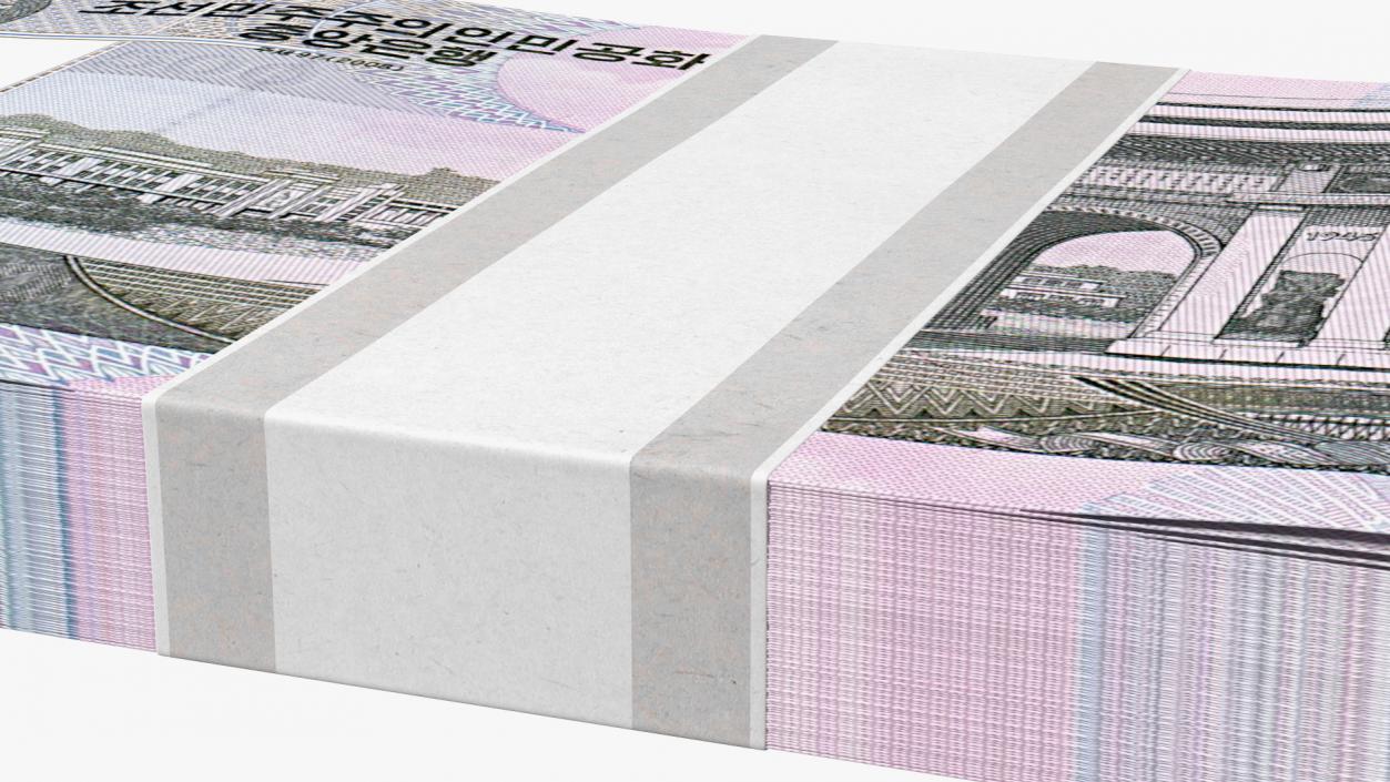 North Korea Banknotes Bundles Collection 5 3D