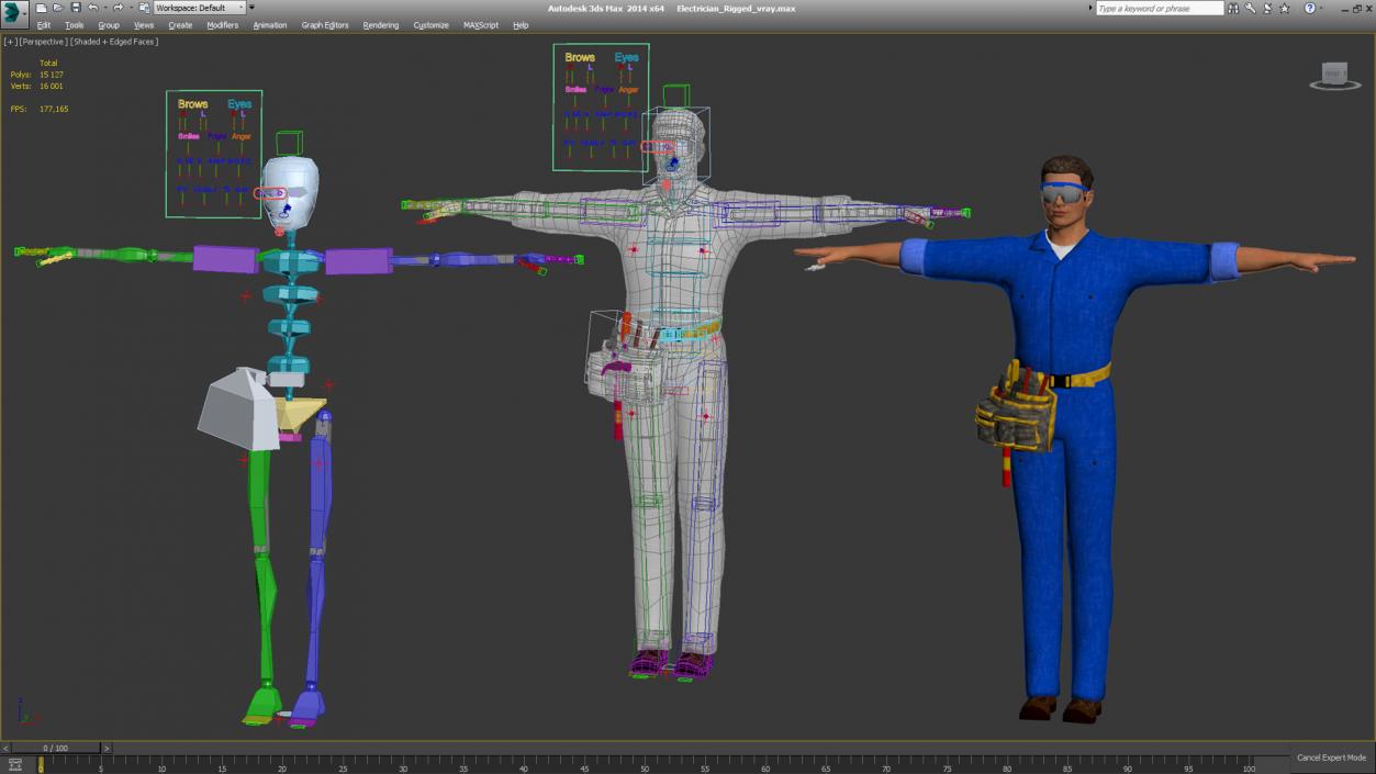 3D Electrician Rigged model