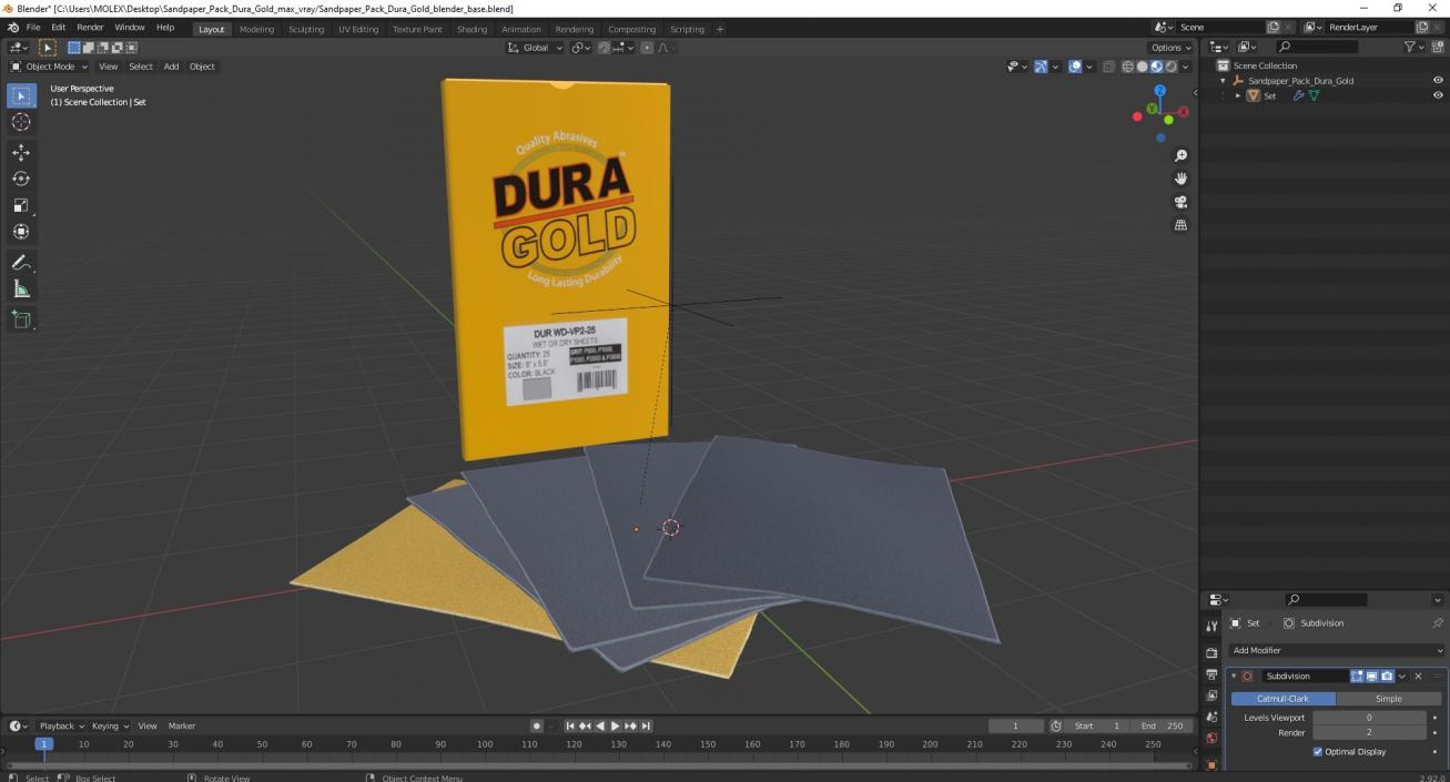 Sandpaper Pack Dura Gold 3D model