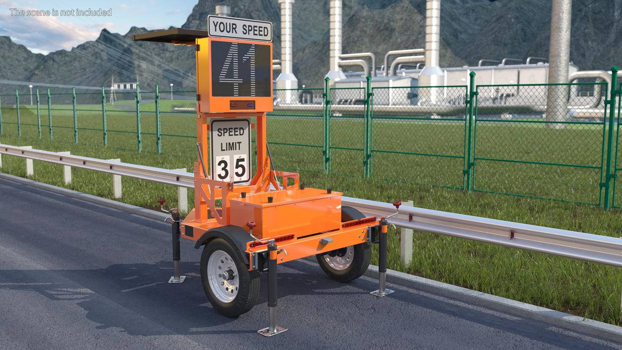 3D Mobile Speed Display Trailer Radar Rigged