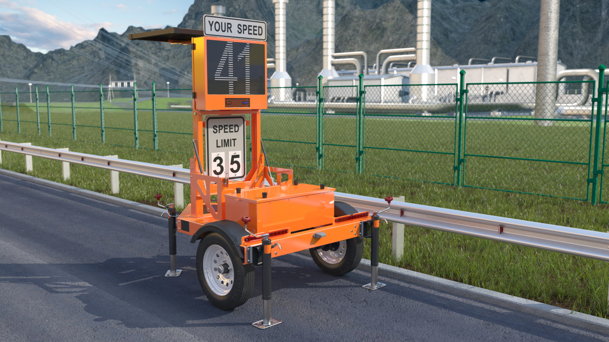 3D Mobile Speed Display Trailer Radar Rigged