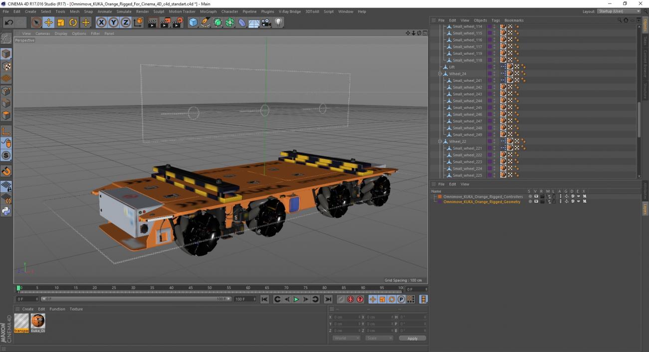 3D Omnimove KUKA Orange Rigged for Cinema 4D