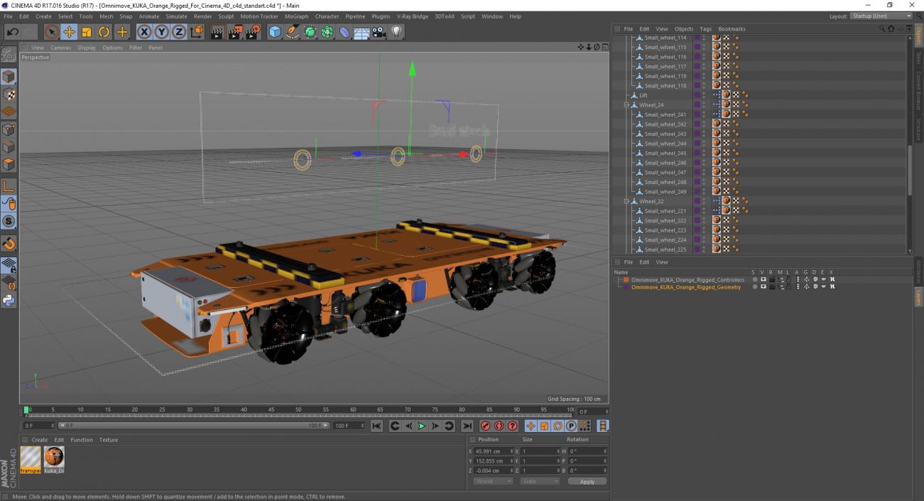 3D Omnimove KUKA Orange Rigged for Cinema 4D