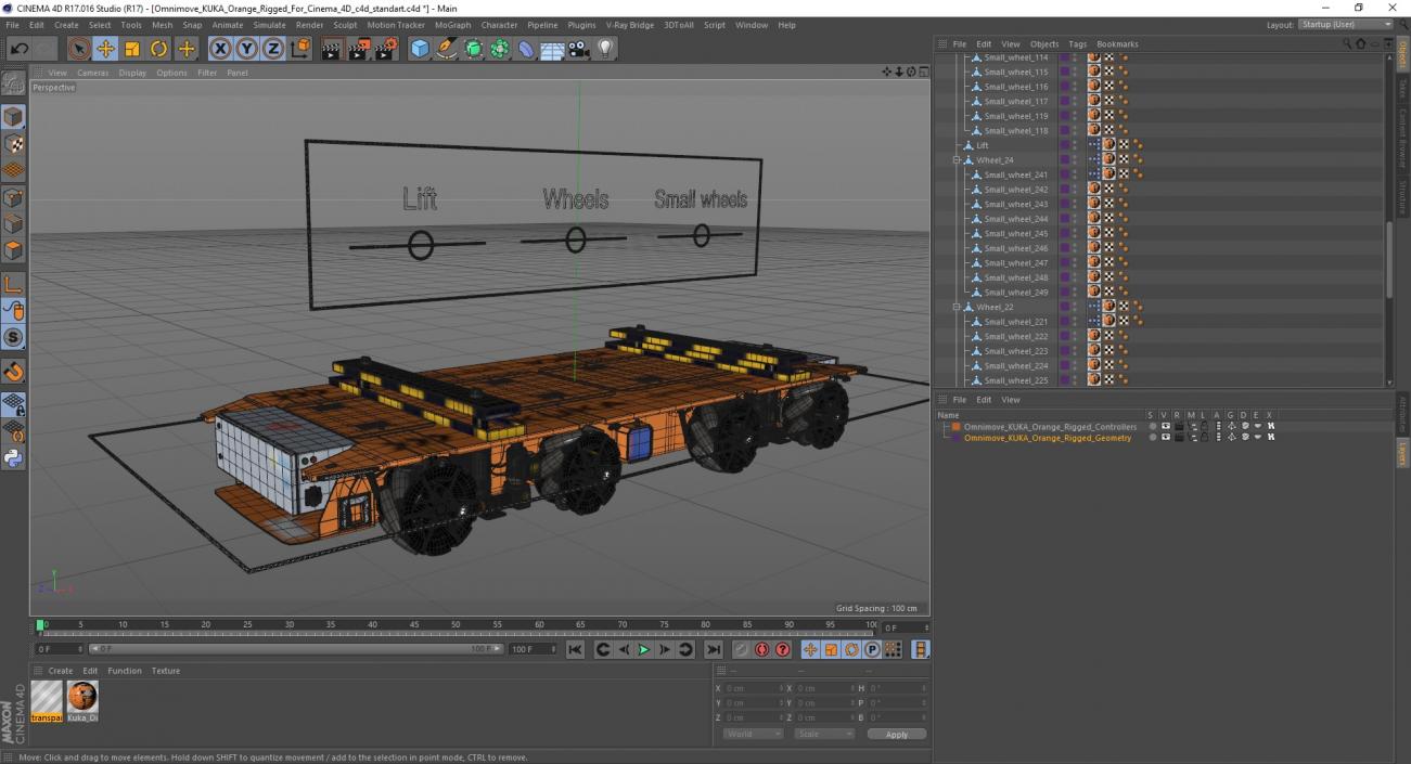 3D Omnimove KUKA Orange Rigged for Cinema 4D