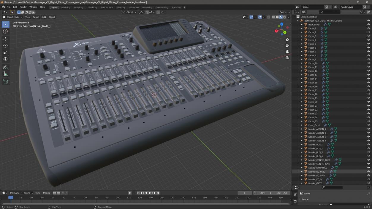 3D Behringer x32 Digital Mixing Console