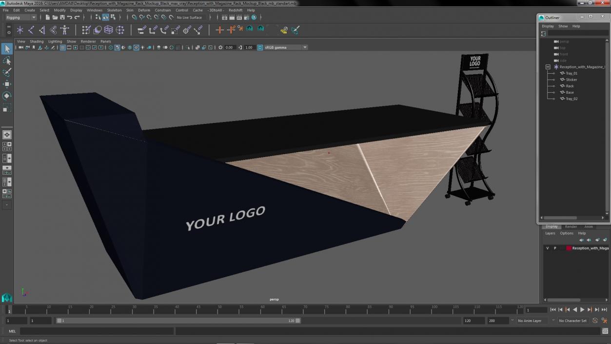 3D Reception with Magazine Rack Mockup Black