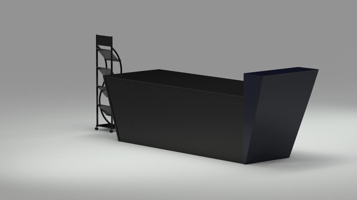 3D Reception with Magazine Rack Mockup Black