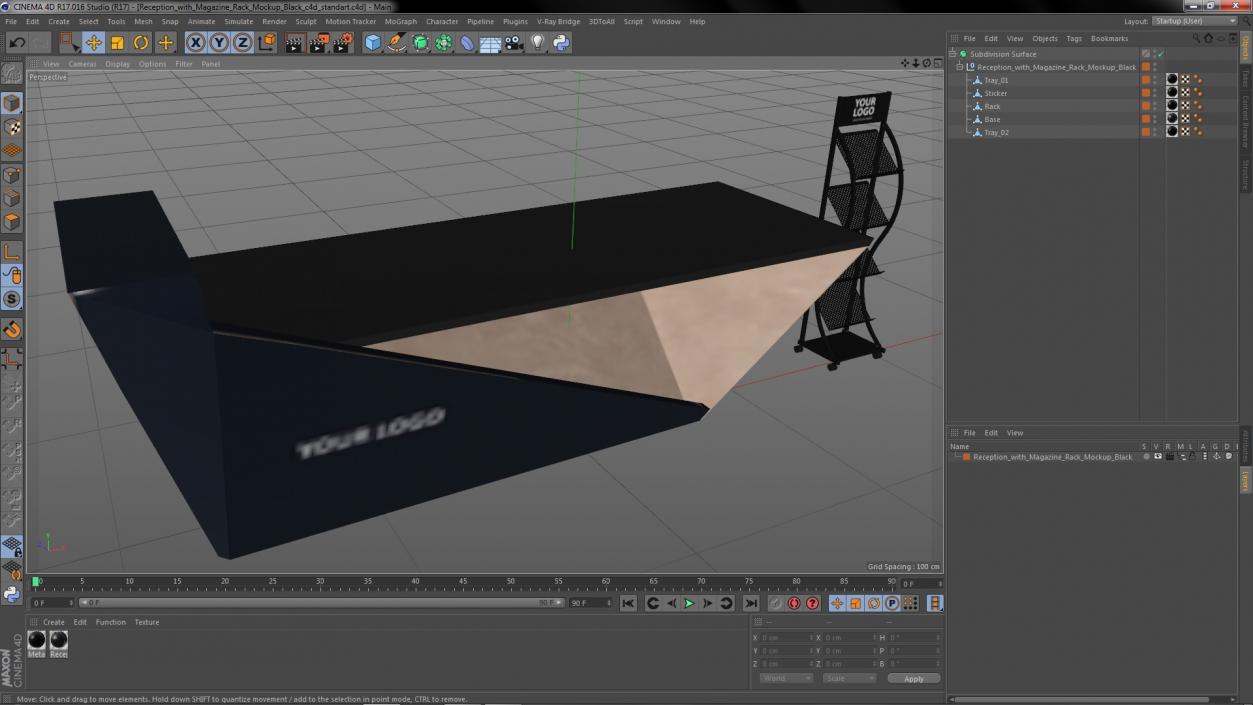 3D Reception with Magazine Rack Mockup Black