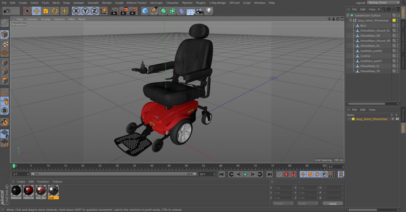 3D Jazzy Select Wheelchair model