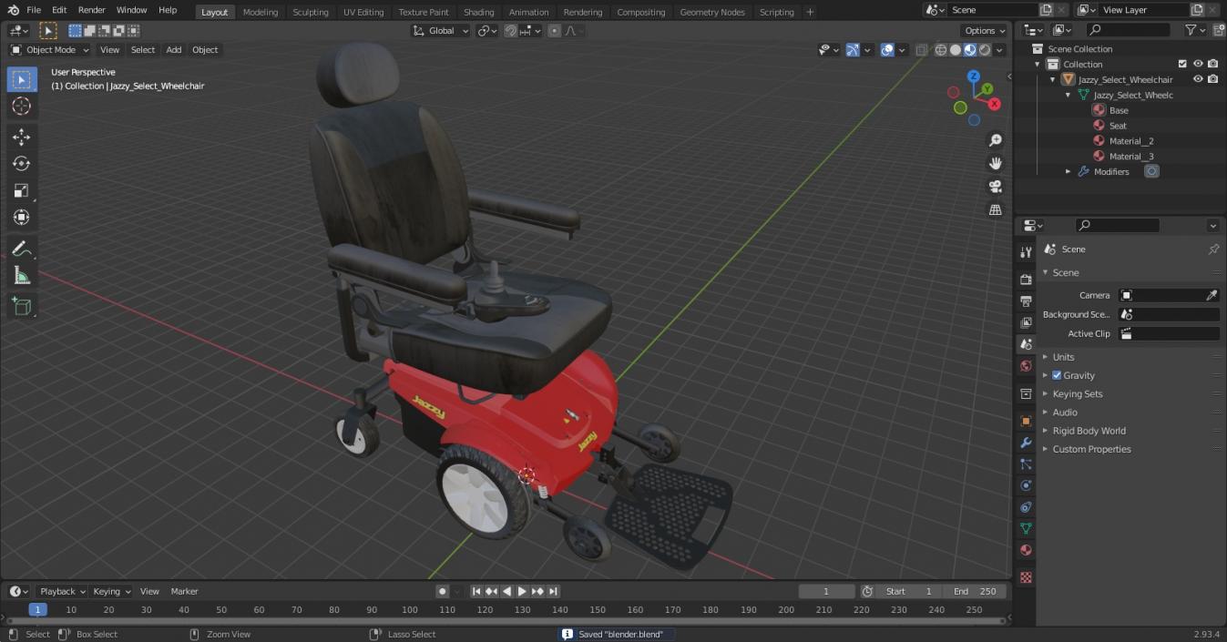 3D Jazzy Select Wheelchair model