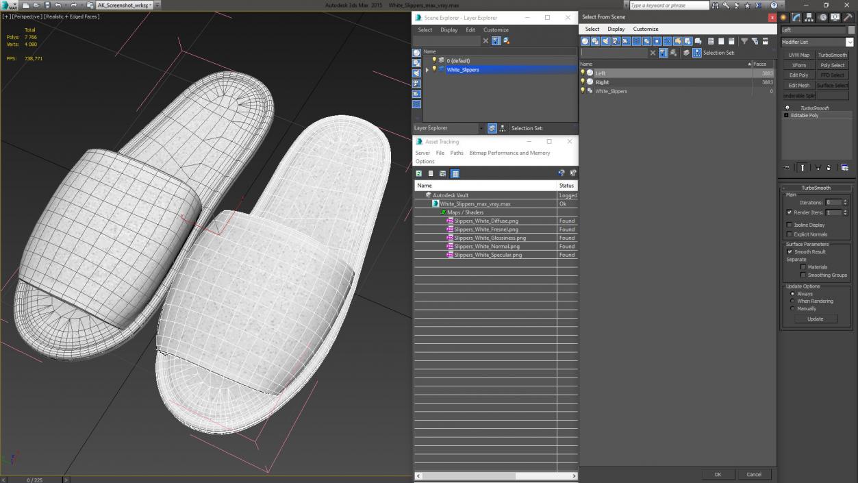 White Slippers 3D model