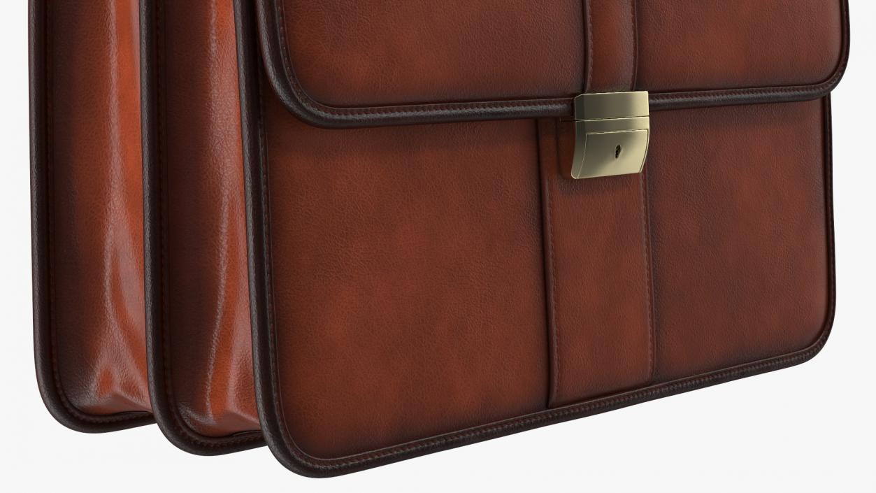 3D Classic Leather Briefcase Brown