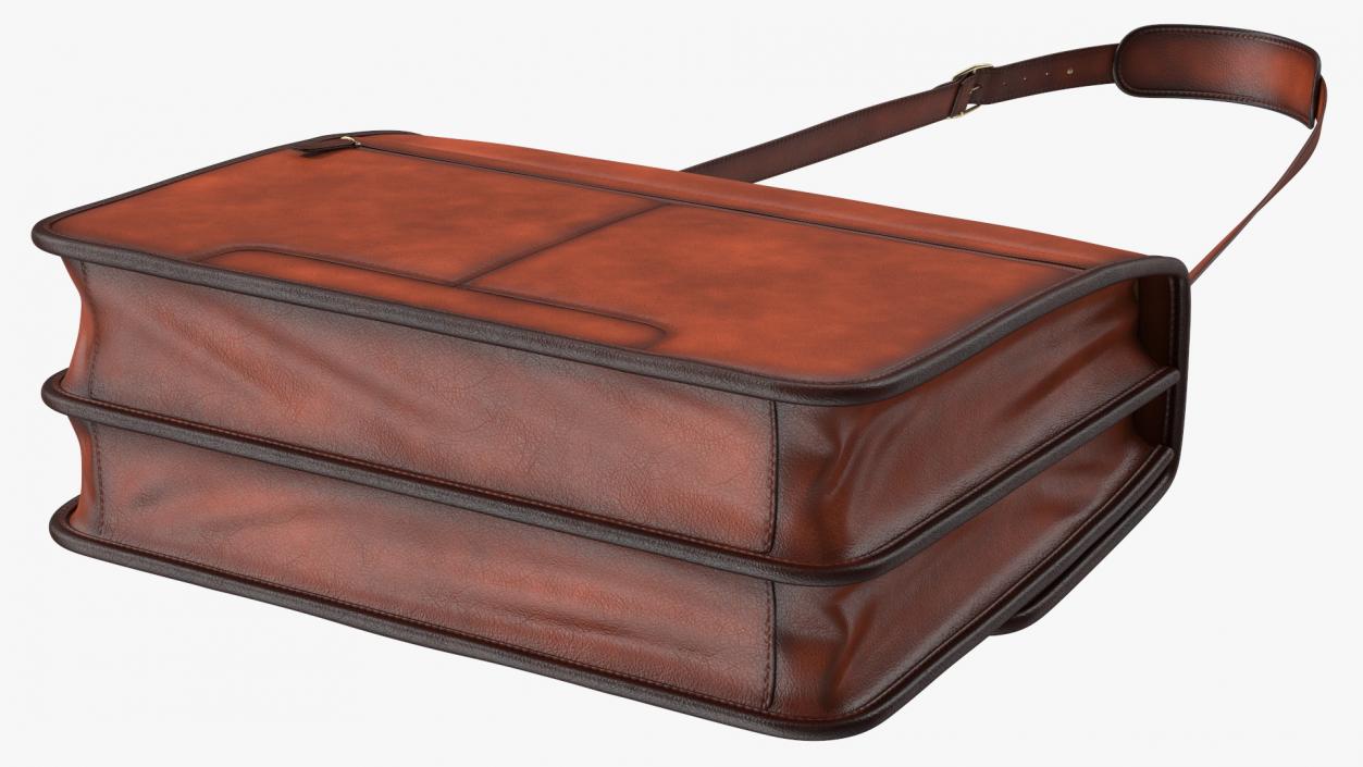 3D Classic Leather Briefcase Brown