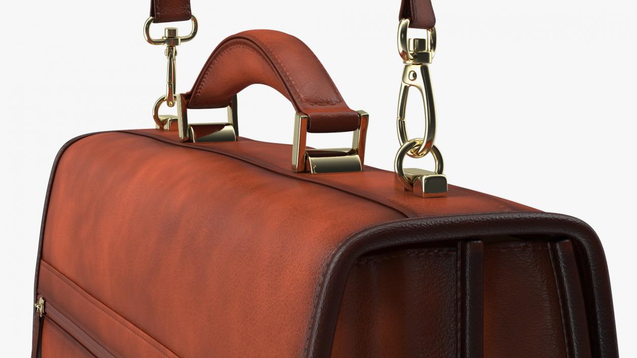 3D Classic Leather Briefcase Brown