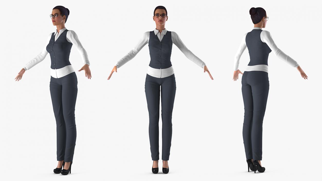 3D Business Woman T-Pose