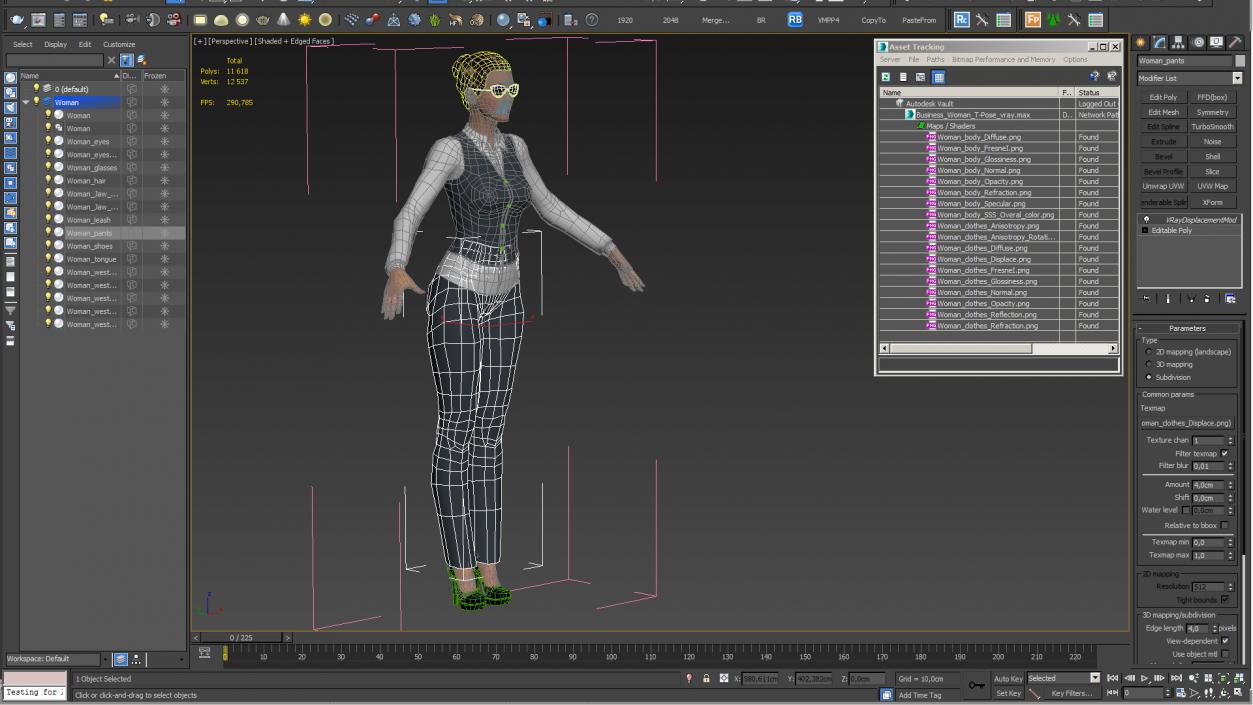 3D Business Woman T-Pose