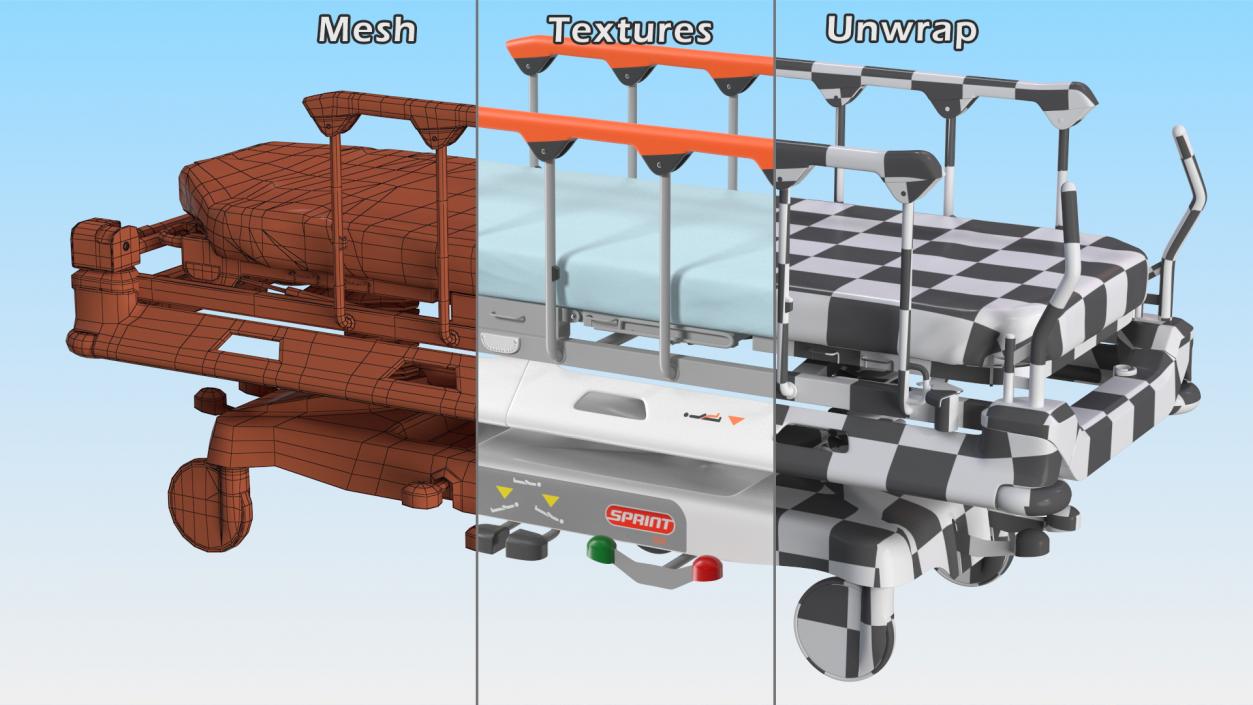 Linet Sprint 100 Transport Bed Rigged 3D