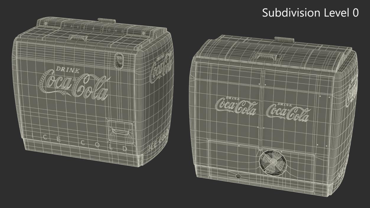 3D Old Refrigerator with Coca Cola Inside model