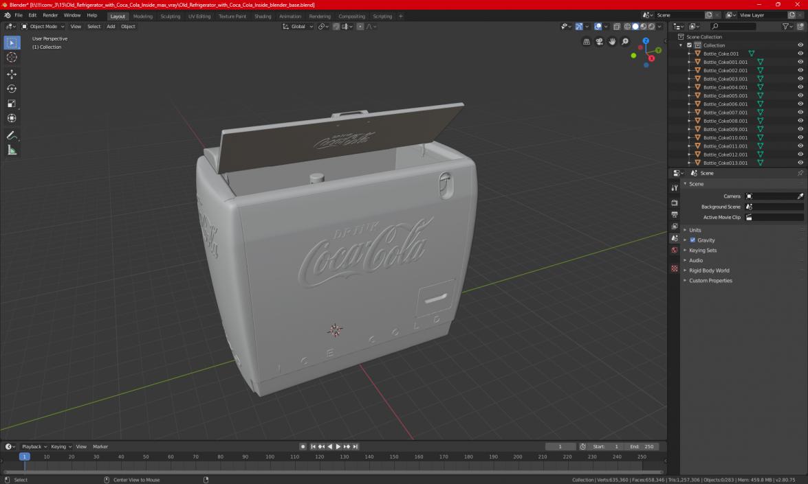 3D Old Refrigerator with Coca Cola Inside model