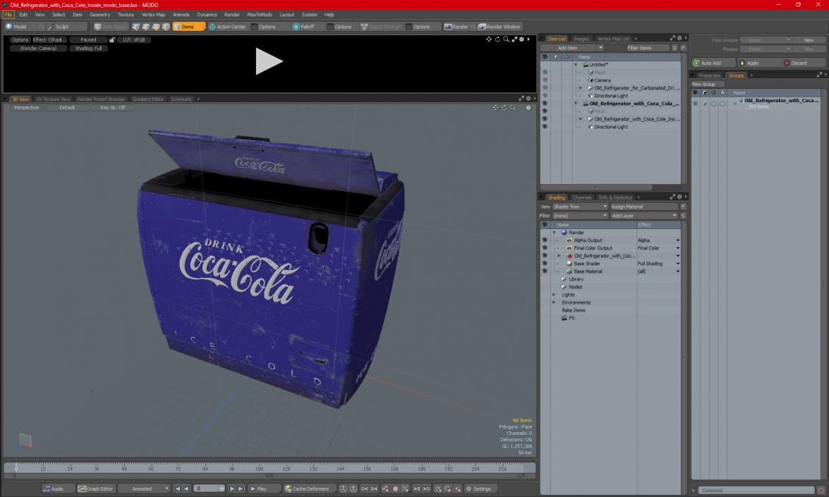 3D Old Refrigerator with Coca Cola Inside model