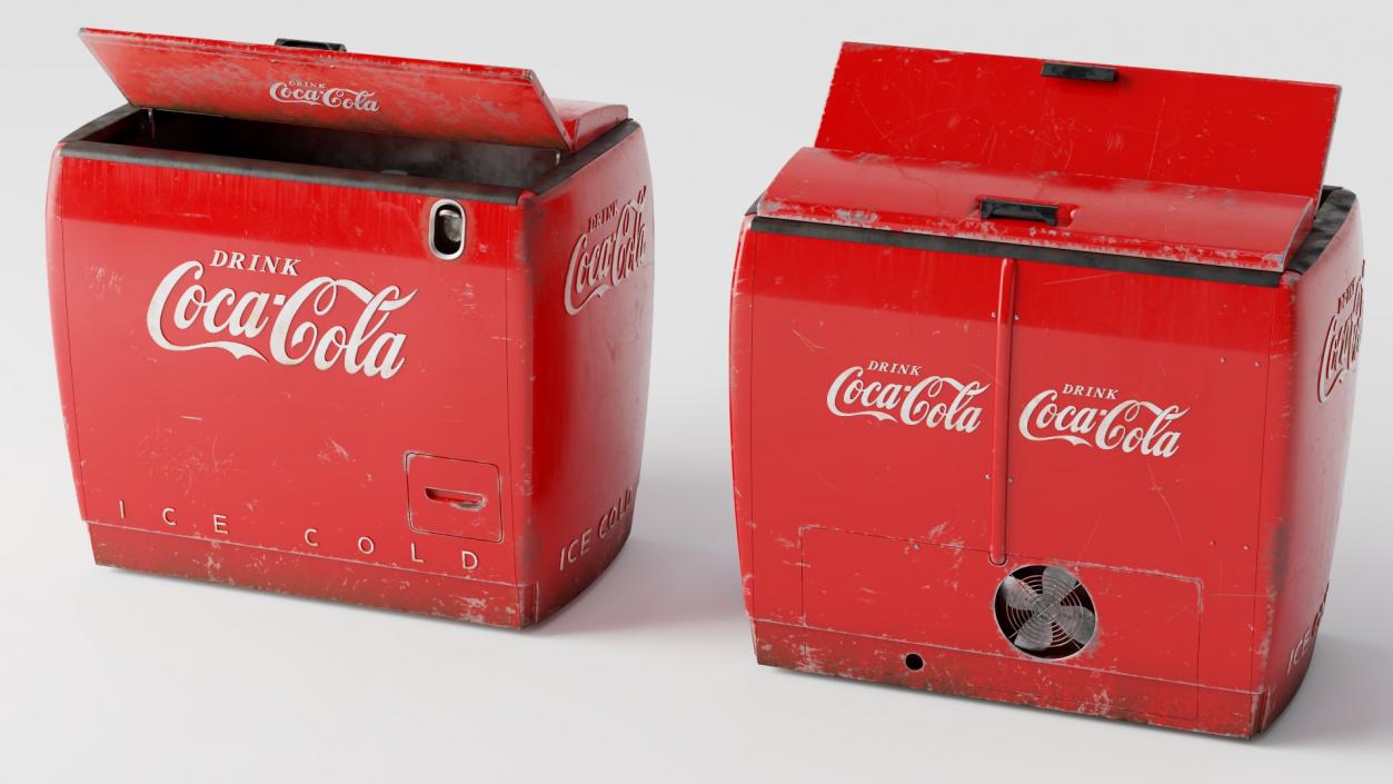 3D Old Refrigerator with Coca Cola Inside model