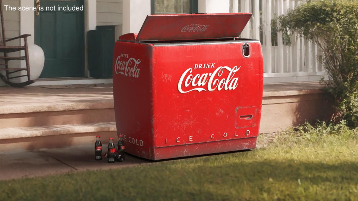 3D Old Refrigerator with Coca Cola Inside model