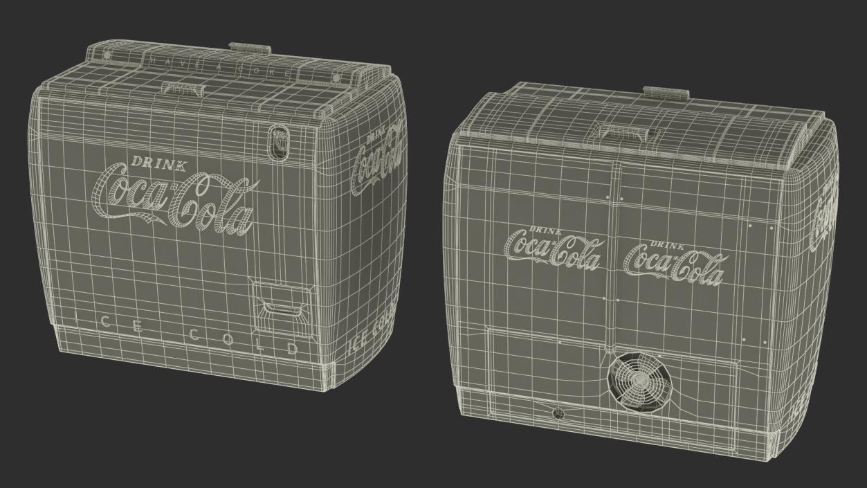 3D Old Refrigerator with Coca Cola Inside model