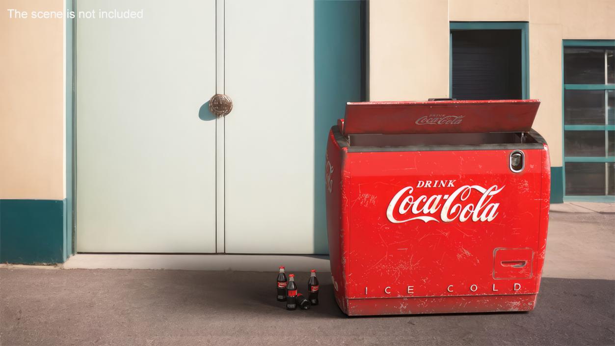 3D Old Refrigerator with Coca Cola Inside model