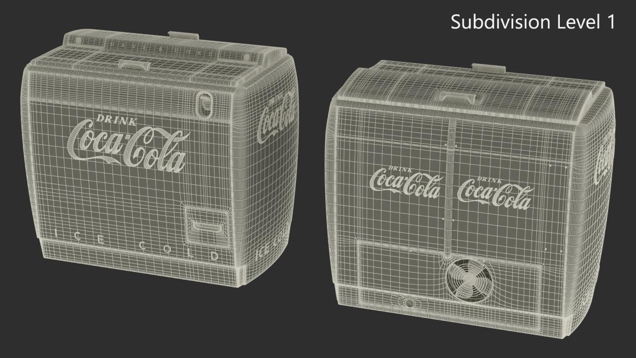 3D Old Refrigerator with Coca Cola Inside model