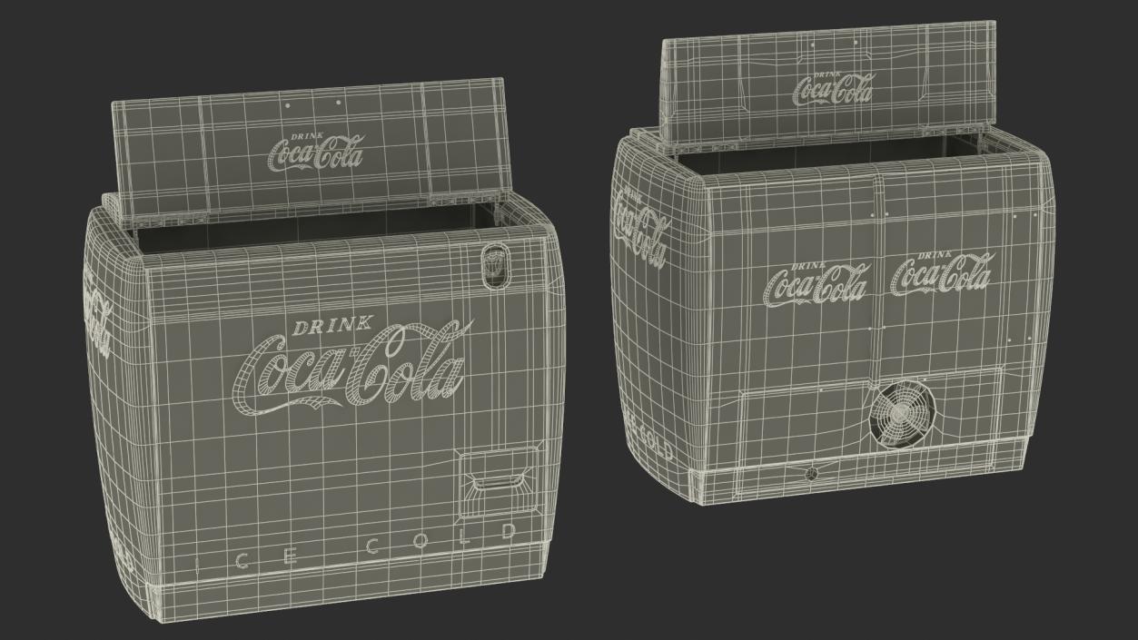 3D Old Refrigerator with Coca Cola Inside model