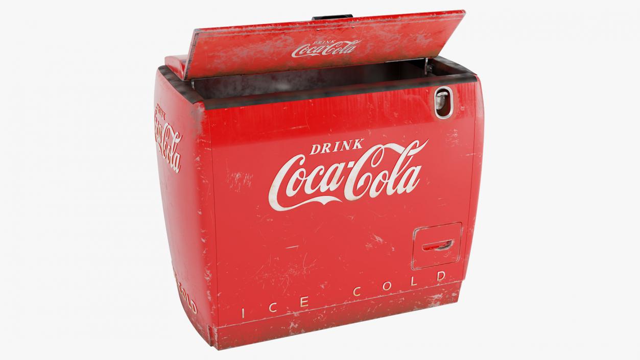 3D Old Refrigerator with Coca Cola Inside model