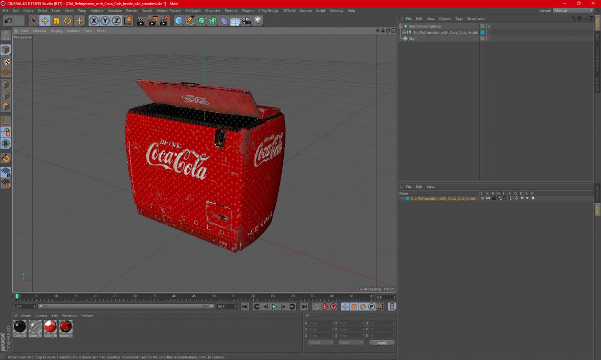 3D Old Refrigerator with Coca Cola Inside model