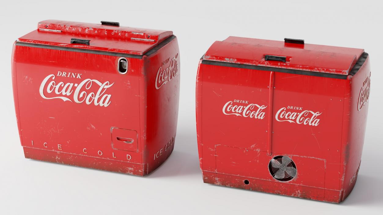 3D Old Refrigerator with Coca Cola Inside model