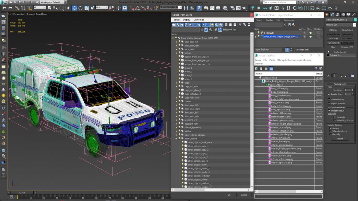 3D Police Paddy Wagon Dodge RAM 1500 model