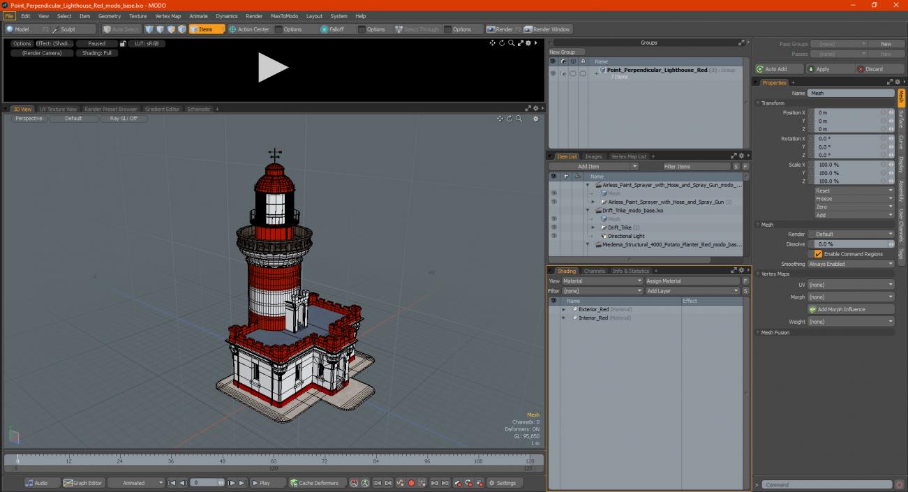 Point Perpendicular Lighthouse Red 3D model