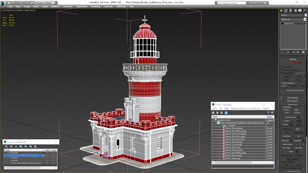 Point Perpendicular Lighthouse Red 3D model