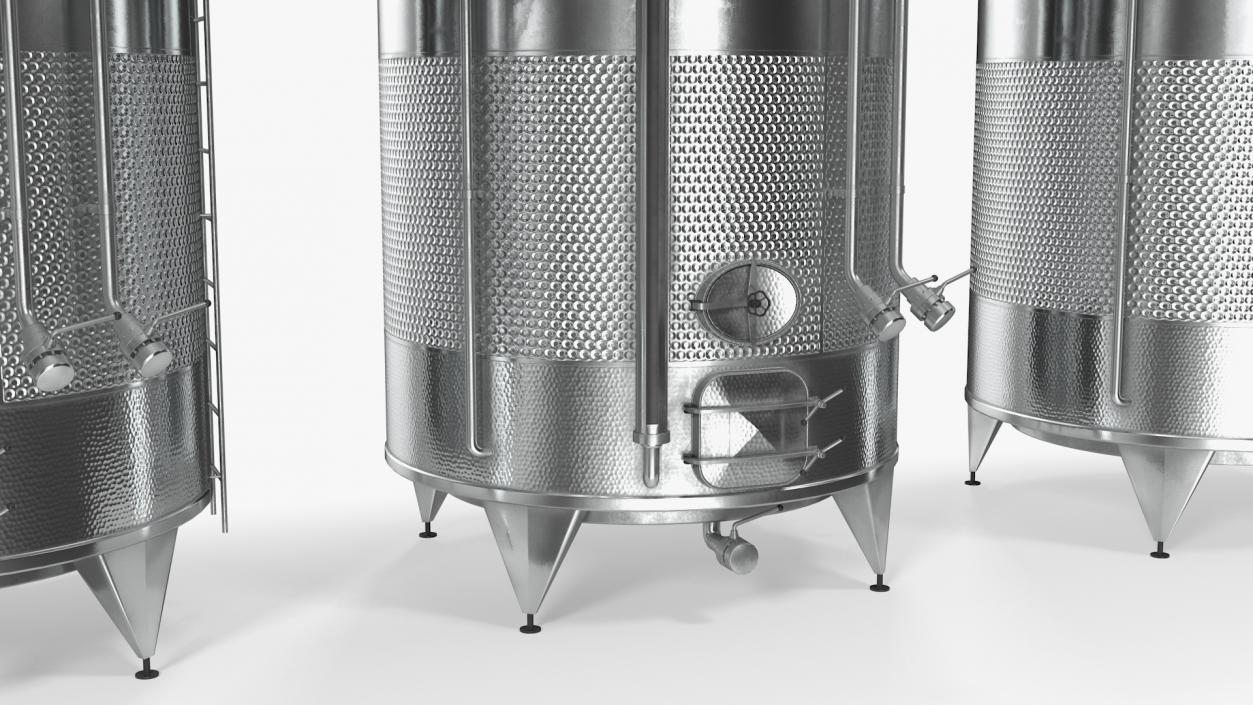 Stainless Steel Wine Tanks Set with Stairs 3D