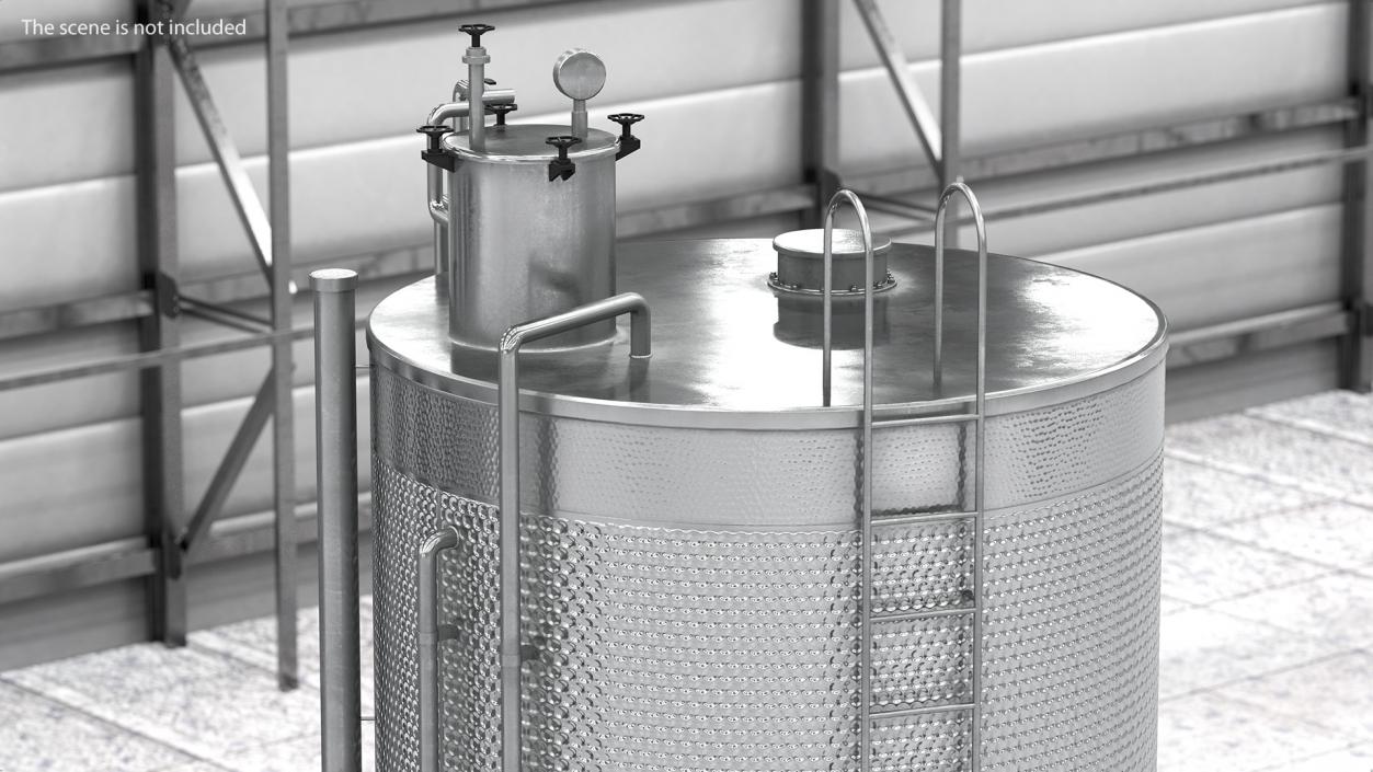 Stainless Steel Wine Tanks Set with Stairs 3D