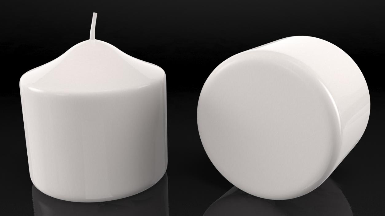 3D Wide Dome Top Pillar Candle White model