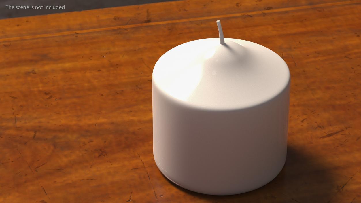 3D Wide Dome Top Pillar Candle White model